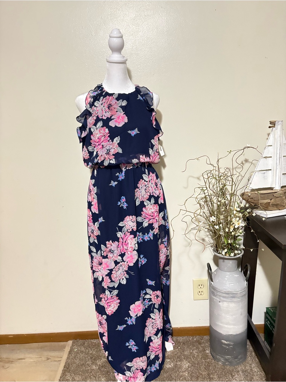 Old Navy Blue and Pink Maxi Dress